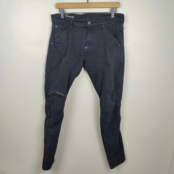 G-Star RAW 5620 3D Zip Knee Skinny Jeans Mens 32x32 Black Denim Stretch Biker - Picture 1 of 11